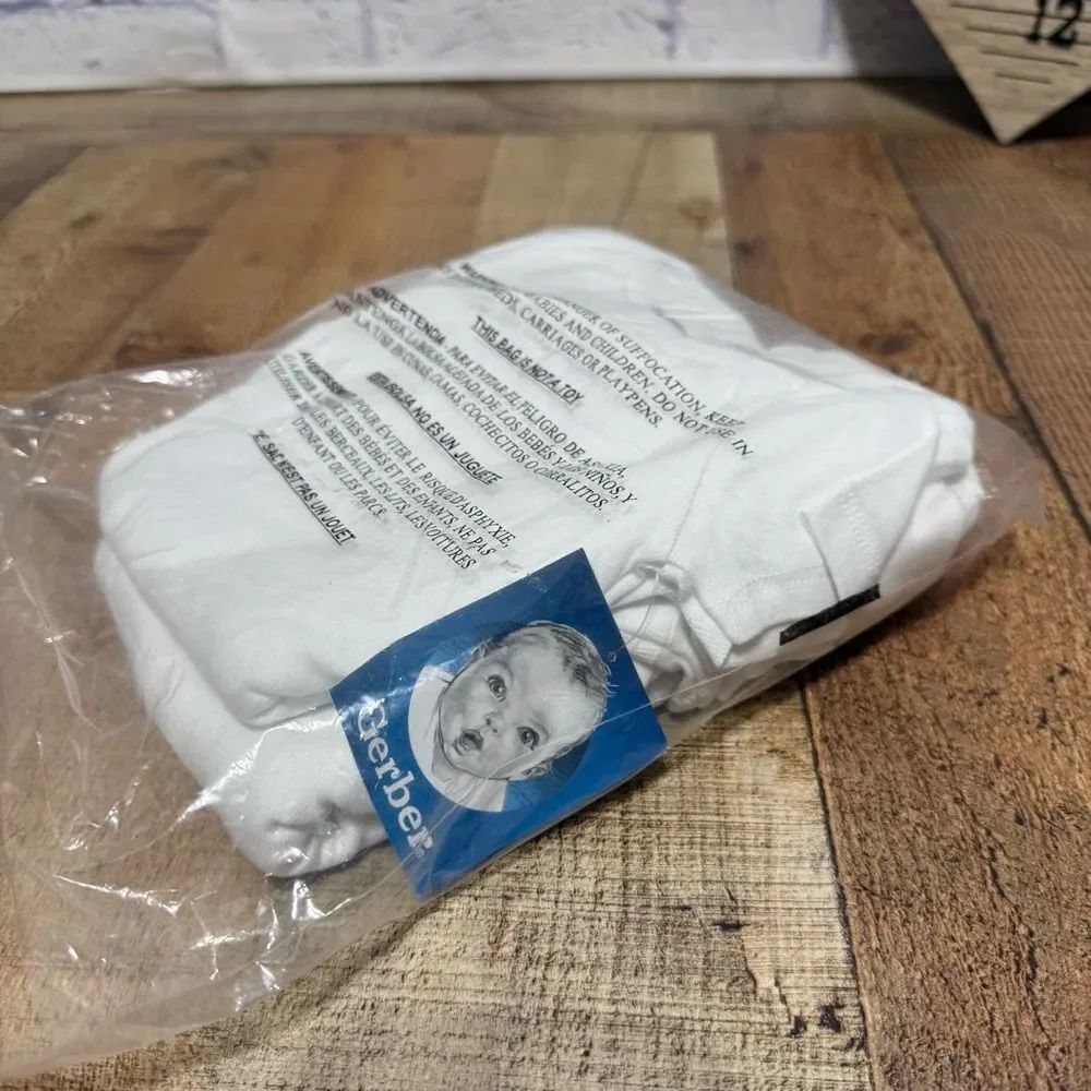 Gerber Baby 8-Pack Short Sleeve Onesies Bodysuits, Solid White NWT